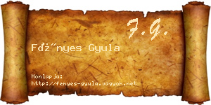 Fényes Gyula névjegykártya